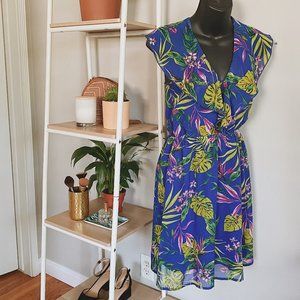 Royal Blue Floral Dress - H&M (Size: 6)